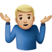 🤷🏼‍♂️ Emoji schulterzuckender Mann: mittelhelle Hautfarbe Apple iOS 17.4.