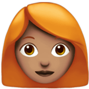 👩🏽‍🦰 Emoji Mulher: Pele Morena E Cabelo Vermelho na Apple iOS 17.4.
