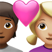 🧑🏾‍❤️‍👩🏼 Emoji Casal Apaixonado: Pessoa, Mulher, Pele Morena Escura, Pele Morena Clara na Apple iOS 17.4.