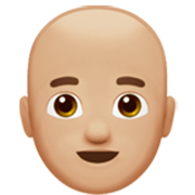 👨🏼‍🦲 Emoji Hombre: Tono De Piel Claro Medio Y Sin Pelo en Apple iOS 17.4.