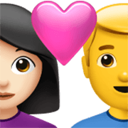 👩🏻‍❤️‍👨 Emoji Casal Apaixonado - Mulher: Pele Clara, Homem na Apple iOS 17.4.