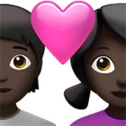 🧑🏿‍❤️‍👩🏿 Emoji Pareja Enamorada: Persona, Mujer, Tono De Piel Oscuro en Apple iOS 17.4.