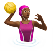 🤽🏾‍♀️ Emoji Mujer Jugando Al Waterpolo: Tono De Piel Oscuro Medio en Apple iOS 17.4.