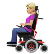 👩🏼‍🦼 Emoji Mulher Em Cadeira De Rodas Motorizada: Pele Morena Clara na Apple iOS 17.4.