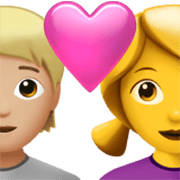 🧑🏼‍❤️‍👩 Emoji Pareja Enamorada: Persona, Mujer, Tono De Piel Claro Medio, Sin tono de piel en Apple iOS 17.4.