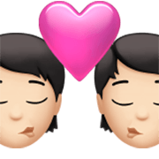Emoji 🧑🏻‍❤️‍💋‍🧑🏻 Bacio Tra Coppia: persona, persona, Carnagione Chiara su Apple iOS 17.4.