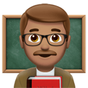 Emoji 👨🏽‍🏫 Professore: Carnagione Olivastra su Apple iOS 17.4.