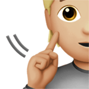 Emoji 🧏🏼 Persona Con Problemi Di Udito: Carnagione Abbastanza Chiara su Apple iOS 17.4.