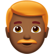 👨🏾‍🦰 Emoji Hombre: Tono De Piel Oscuro Medio Y Pelo Pelirrojo en Apple iOS 17.4.