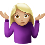 🤷🏼‍♀️ Emoji Mujer Encogida De Hombros: Tono De Piel Claro Medio en Apple iOS 17.4.