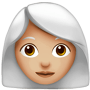 👩🏼‍🦳 Emoji Frau: mittelhelle Hautfarbe, weißes Haar Apple iOS 17.4.