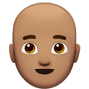 👨🏽‍🦲 Emoji Mann: mittlere Hautfarbe, Glatze Apple iOS 17.4.