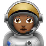 👩🏾‍🚀 Emoji Astronauta Mujer: Tono De Piel Oscuro Medio en Apple iOS 17.4.