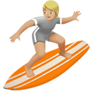 Emoji 🏄🏼 Persona Che Fa Surf: Carnagione Abbastanza Chiara su Apple iOS 17.4.