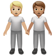 🧑🏼‍🤝‍🧑🏽 Emoji sich an den Händen haltende Personen: mittelhelle Hautfarbe, mittlere Hautfarbe Apple iOS 17.4.
