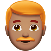 👨🏽‍🦰 Emoji Mann: mittlere Hautfarbe, rotes Haar Apple iOS 17.4.