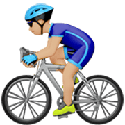 🚴🏼‍♂️ Emoji Homem Ciclista: Pele Morena Clara na Apple iOS 17.4.