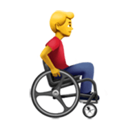 Homem em cadeira de rodas manual virado para a direita Apple iOS 17.4.