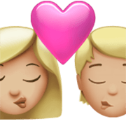 👩🏼‍❤️‍💋‍🧑🏼 Emoji Beijo: Mulher, Pessoa, Pele Morena Clara na Apple iOS 17.4.