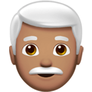 👨🏽‍🦳 Emoji Hombre: Tono De Piel Medio Y Pelo Blanco en Apple iOS 17.4.