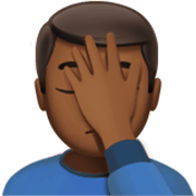 🤦🏾‍♂️ Emoji sich an den Kopf fassender Mann: mitteldunkle Hautfarbe Apple iOS 17.4.