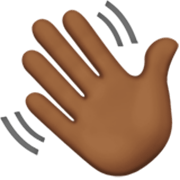 👋🏾 Emoji winkende Hand: mitteldunkle Hautfarbe Apple iOS 17.4.