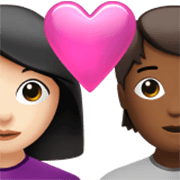 👩🏻‍❤️‍🧑🏾 Emoji Casal Apaixonado: Mulher, Pessoa, Pele Clara, Pele Morena Escura na Apple iOS 17.4.