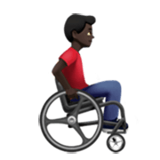 👨🏿‍🦽‍➡️ Emoji Mann im manuellen Rollstuhl nach rechts gerichtet: Dunkler Hautton Apple iOS 17.4.