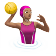 🤽🏽‍♀️ Emoji Wasserballspielerin: mittlere Hautfarbe Apple iOS 17.4.