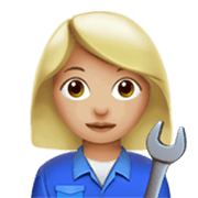 👩🏼‍🔧 Emoji Mecânica: Pele Morena Clara na Apple iOS 17.4.