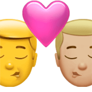 👨‍❤️‍💋‍👨🏼 Emoji sich küssendes Paar - Mann, Mann: mittelhelle Hautfarbe Apple iOS 17.4.