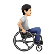 Person im manuellen Rollstuhl mit Blick nach rechts: Heller Hautton Apple iOS 17.4.