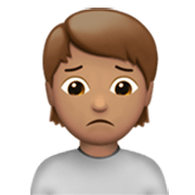 🙍🏽 Emoji missmutige Person: mittlere Hautfarbe Apple iOS 17.4.