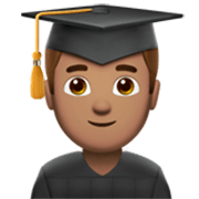 Emoji 👨🏽‍🎓 Studente: Carnagione Olivastra su Apple iOS 17.4.