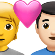 Émoji 🧑‍❤️‍👨🏻 Couple Avec Cœur: Personne, Homme, Pas de teint, Peau Claire sur Apple iOS 17.4.