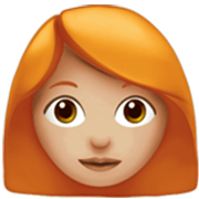 👩🏼‍🦰 Emoji Mulher: Pele Morena Clara E Cabelo Vermelho na Apple iOS 17.4.