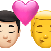 Emoji 👨🏻‍❤️‍💋‍👨 Bacio Tra Coppia - Uomo: Carnagione Chiara, Hombre su Apple iOS 17.4.