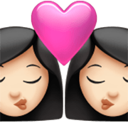 👩🏻‍❤️‍💋‍👩🏻 Emoji sich küssendes Paar - Frau: helle Hautfarbe, Frau: helle Hautfarbe Apple iOS 17.4.