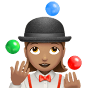 Emoji 🤹🏽‍♀️ Giocoliere Donna: Carnagione Olivastra su Apple iOS 17.4.