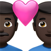 👨🏿‍❤️‍👨🏿 Emoji Liebespaar - Mann: dunkle Hautfarbe, Mann: dunkle Hautfarbe Apple iOS 17.4.