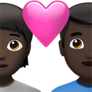 🧑🏿‍❤️‍👨🏿 Emoji Pareja Enamorada: Persona, Hombre, Tono De Piel Oscuro en Apple iOS 17.4.