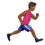 🏃🏾‍♂️‍➡️ Emoji Hombre Corriendo Mirando Hacia La Derecha: Tono de Piel Medio Oscuro en Apple iOS 17.4.