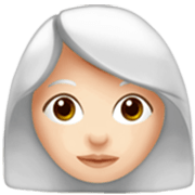 👩🏻‍🦳 Emoji Mujer: Tono De Piel Claro Y Pelo Blanco en Apple iOS 17.4.