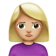 🙎🏼‍♀️ Emoji Mujer Haciendo Pucheros: Tono De Piel Claro Medio en Apple iOS 17.4.