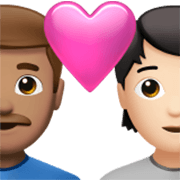 Emoji 👨🏽‍❤️‍🧑🏻 Coppia Con Cuore: uomo, persona, Carnagione Olivastra, Carnagione Chiara su Apple iOS 17.4.