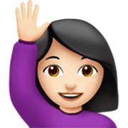 🙋🏻‍♀️ Emoji Frau mit erhobenem Arm: helle Hautfarbe Apple iOS 17.4.
