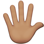 🖐🏽 Emoji Hand mit gespreizten Fingern: mittlere Hautfarbe Apple iOS 17.4.