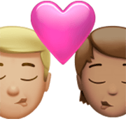 Émoji 👨🏼‍❤️‍💋‍🧑🏽 Bisou: Homme, Personne, Peau Moyennement Claire, Peau Légèrement Mate sur Apple iOS 17.4.
