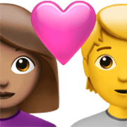 Émoji 👩🏽‍❤️‍🧑 Couple Avec Cœur: Femme, Personne, Peau Légèrement Mate, Pas de teint sur Apple iOS 17.4.