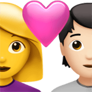 👩‍❤️‍🧑🏻 Emoji Casal Apaixonado: Mulher, Pessoa, Sem tom de pele, Pele Clara na Apple iOS 17.4.